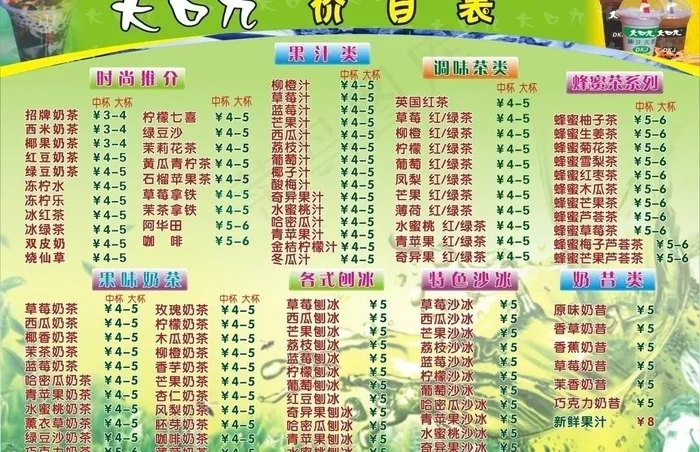 大口九价目表图片