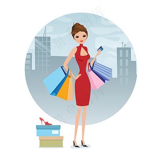 夏季时尚购物女郎图片