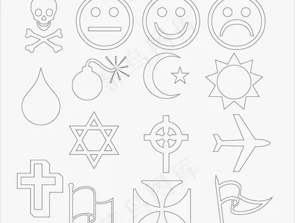 笑脸 月亮 太阳 飞机 水滴 骷髅头 炸弹 十字架图片 笑脸 月亮 太阳 飞机 水滴 骷髅头 炸弹 十字架图片