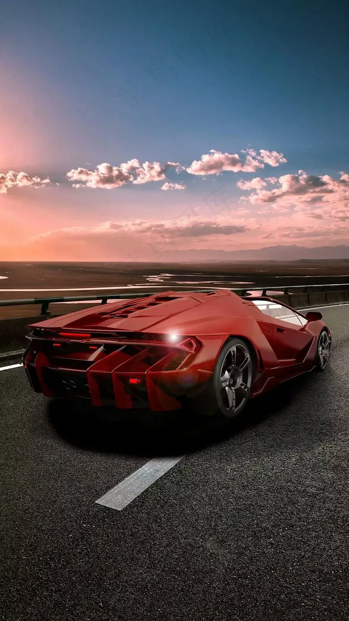 红色的兰博基尼跑车高清摄影图片