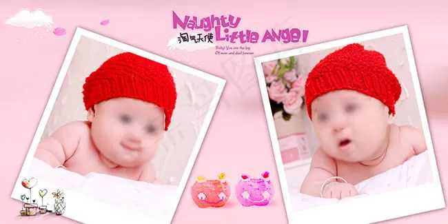 淘气天使儿童摄影相册模板psd素材...psd模版下载