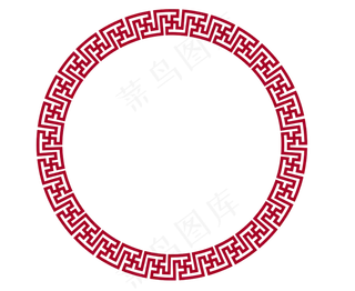 红色圆形古风边框