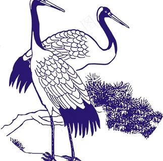 草松两只鹤图片 草松两只鹤图片