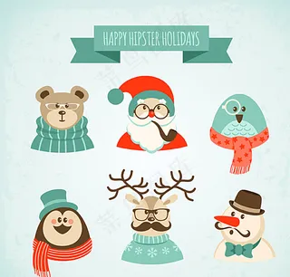 卡通圣诞角色矢量素材图片