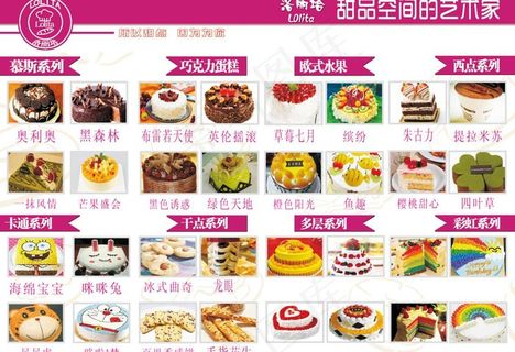 蛋糕不同分类的宣传画
