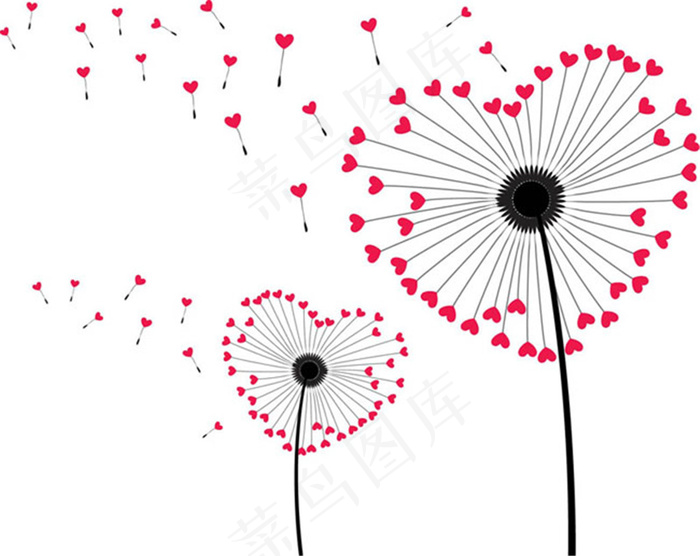 卡通爱心蒲公英矢量素材