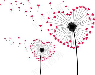 卡通爱心蒲公英矢量素材