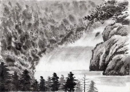 水墨溪流树林 水墨溪流树林