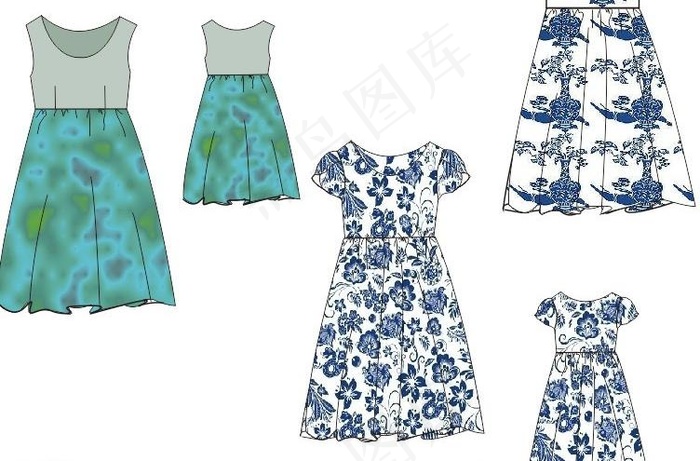连衣裙款式图
