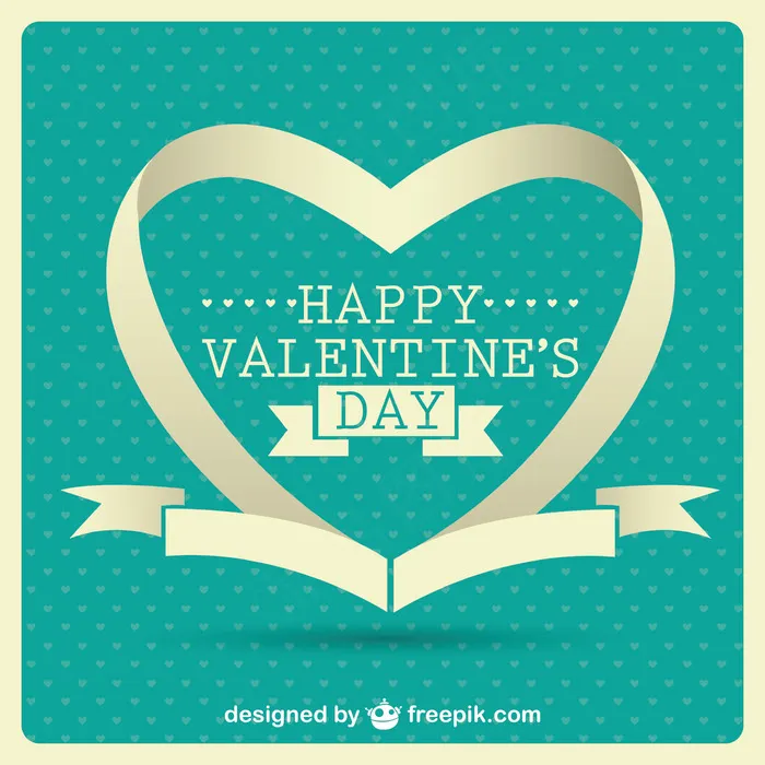 心型的金色丝带的绿色背景ai矢量模版下载