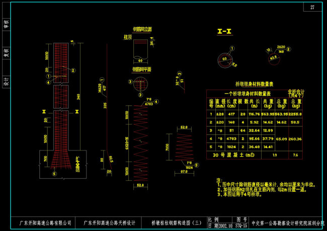桥墩一般构造图cad详图