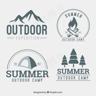 手绘冒险标识集合