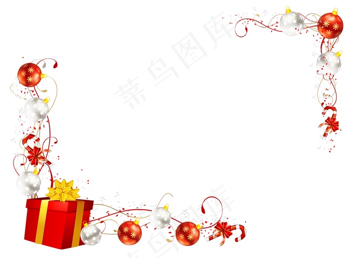 红白色的圣诞礼物 糖果手杖棍子横框