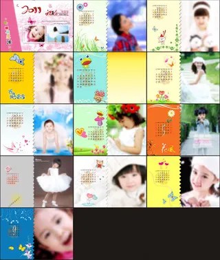 童年时光儿童台历模板