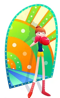 打拳击的矢量卡通女孩图片