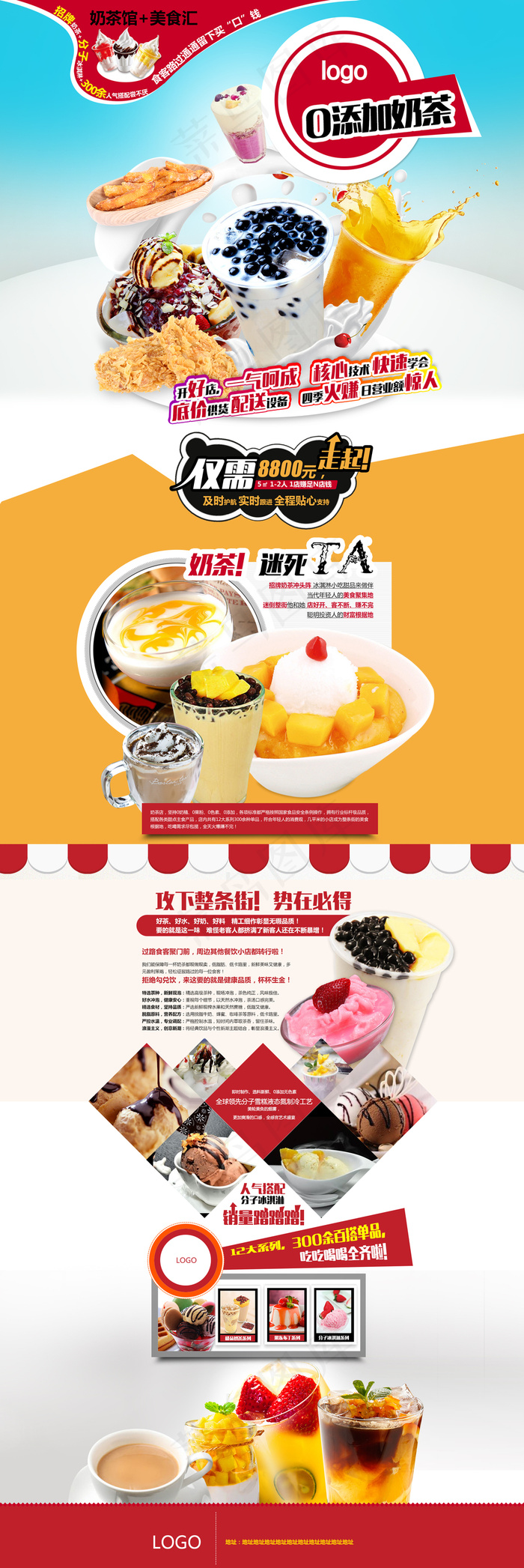 淘宝饮品奶茶店首页装修(1920X5740(DPI:72))psd模版下载