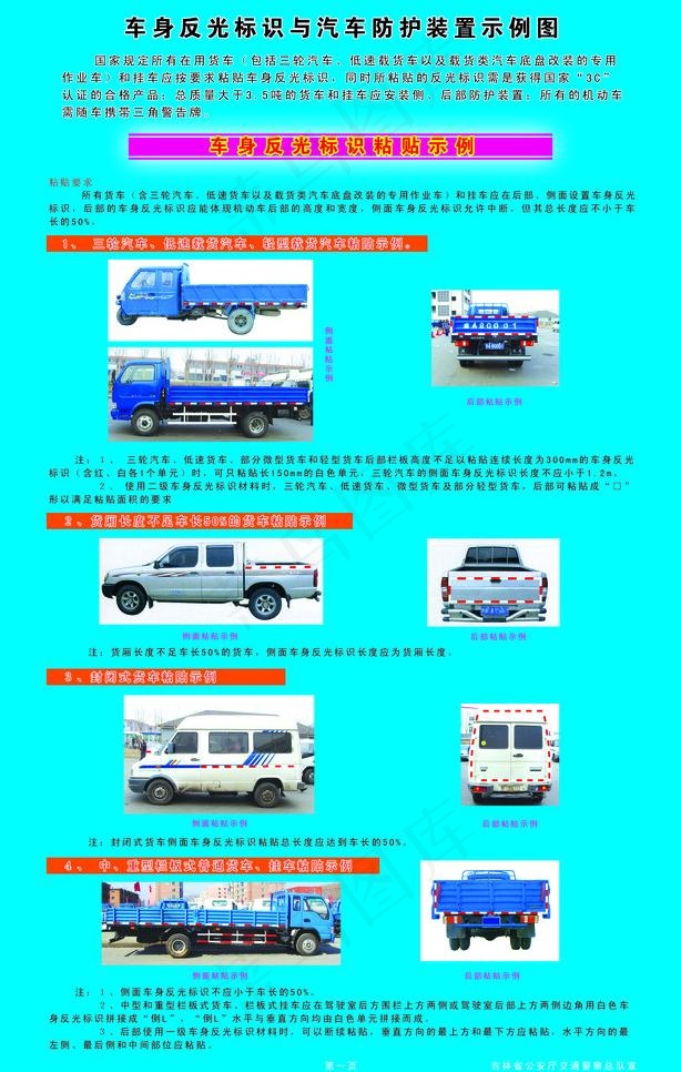 车身反光标识与汽车防护装置示例图psd模版下载