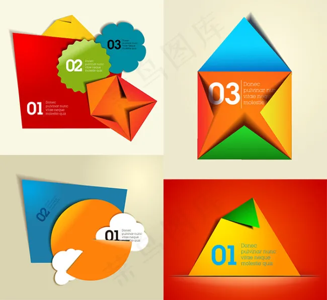 彩色折纸数字标签矢量素材eps,ai矢量模版下载
