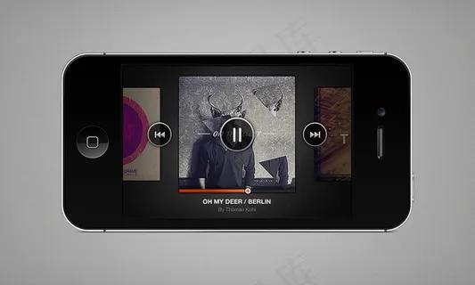 手机模型素材音乐播放器界面PSD素...