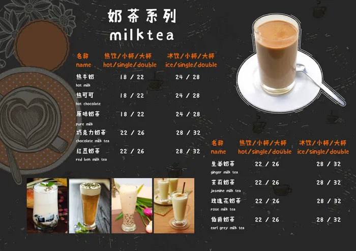 咖啡菜单奶茶系列价目表psd模版下载