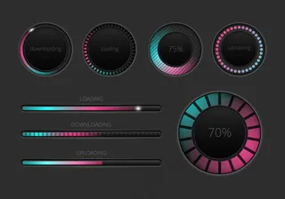 网页手机APP界面UI进度条红蓝渐变