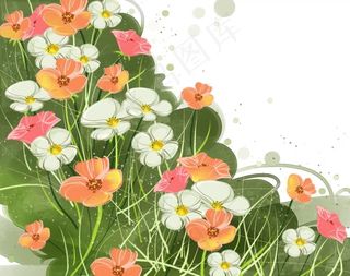 唯美绿色鲜花浪漫背景