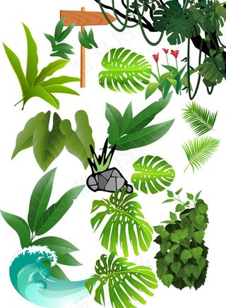 树叶花草PNG素材