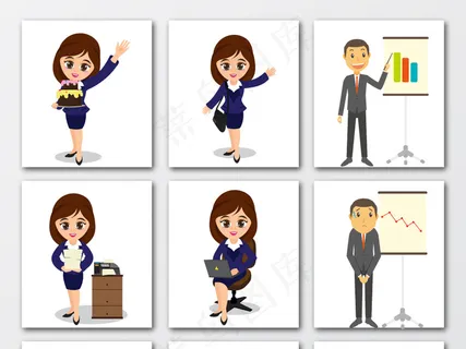 卡通商务人士卡通小人矢量元素