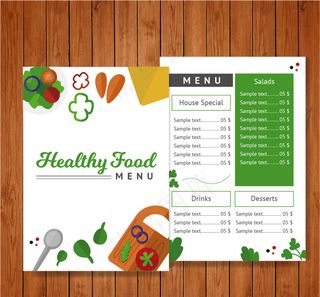 健康食物矢量菜单