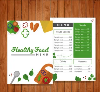 健康食物矢量菜单