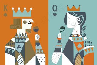 扑克国王王后装饰画