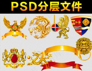 高档金属素材黄金色龙