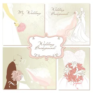 套漂亮的婚礼背景矢量编辑容易完美的婚礼请柬或公告