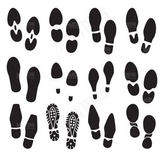 黑色脚印鞋底笔刷设计矢量素材