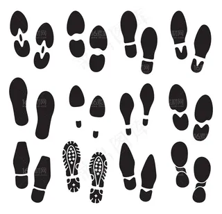 黑色脚印鞋底笔刷设计矢量素材