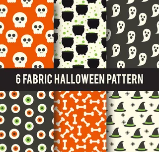 6款可爱万圣节无缝背景矢量图