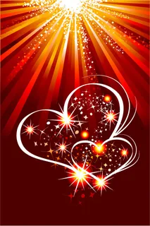 闪光心形与光芒矢量素材