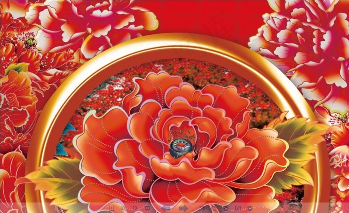 红色的牡丹 中式 婚礼背景 设计(6260X3661(DPI:30))psd模版下载