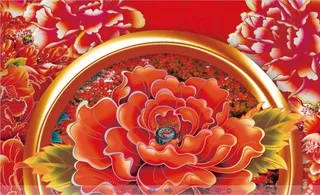 红色的牡丹 中式 婚礼背景 设计