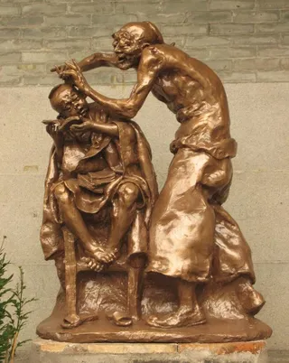 佛山梁园铜雕 理发图片