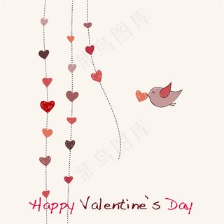 矢量卡通小鸟情人节贺卡