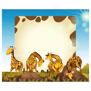 卡通可爱矢量长颈鹿