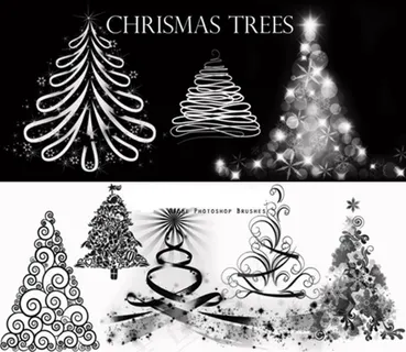 高清晰圣诞树PS笔刷