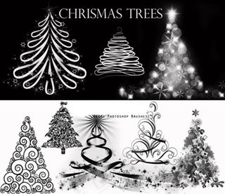 高清晰圣诞树PS笔刷