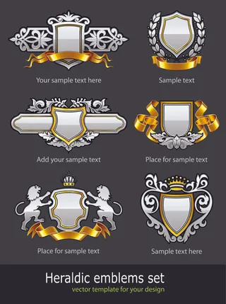 高贵古典盾形徽章设计矢量素材