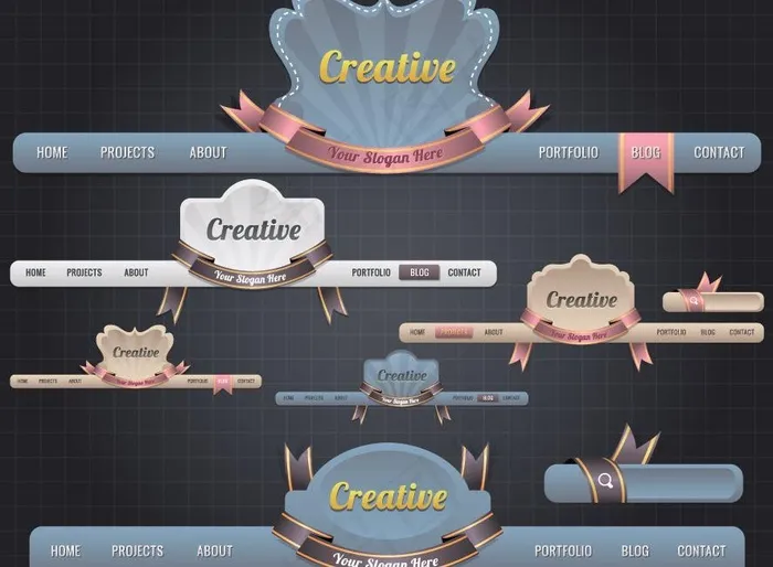 欧式风格网页导航菜单设计图片eps,ai矢量模版下载