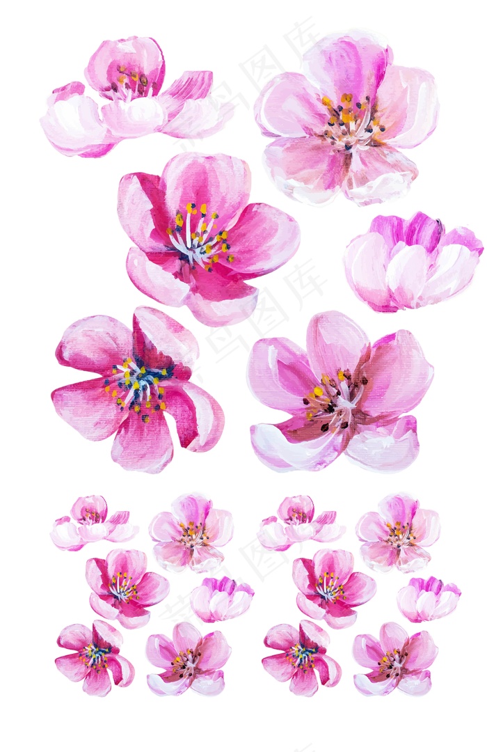 创意手绘水彩花朵矢量元素