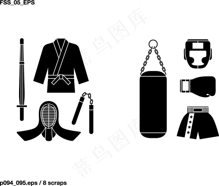 各种图形元素矢量素材-体育器材，设...