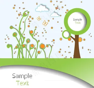 剪纸梦幻春天背景图片