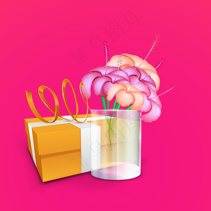 母亲节鲜花和礼品盒